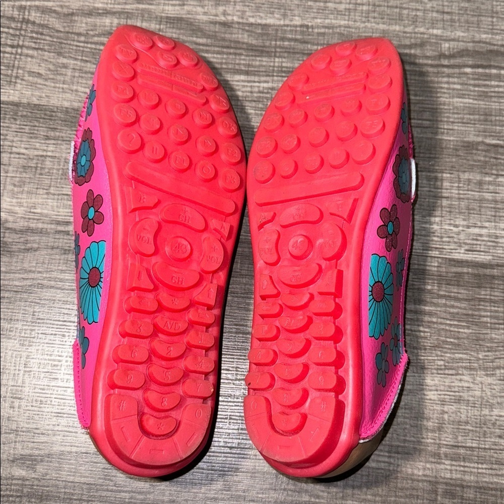 Floral Leather Loafers Women’s 9 Pink Slip On Casual Comfort Flats Artsy - Picture 6 of 9